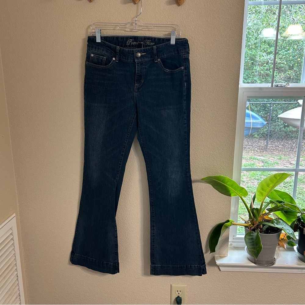 Gap Jeans Womens 10/30 Blue Denim Premium Flare Mid Rise Dark Wash Retro B5